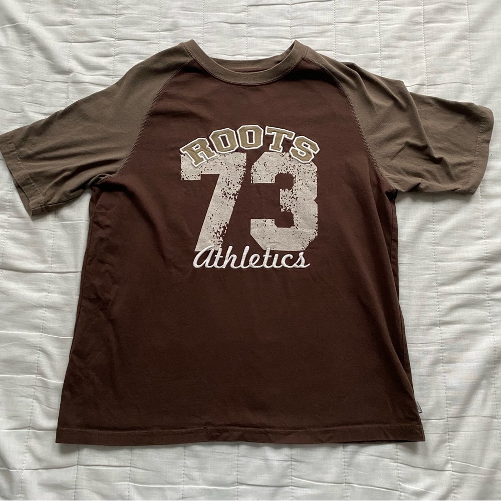 Roots Brown Raglan Short Sleeve Tee with Athletic Graphic